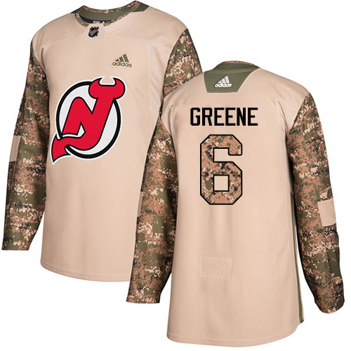 Adidas Devils #6 Andy Greene Camo Authentic Veterans Day Stitched NHL Jersey - Click Image to Close